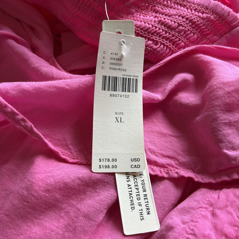 Anthropologie Pilcro Flutter Sleeve Tiered Dress Pink Maxi Button Front XL NEW - Picture 13 of 13